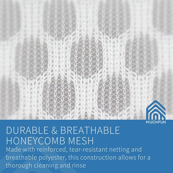 Muchfun 3Pcs Durable Honeycomb Mesh Laundry Bags for Delicates 16 x 20 Inches (3 Large)