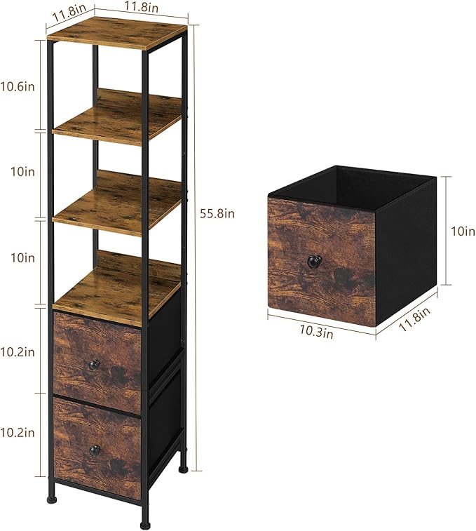 Tall Bathroom Cabinet, Narrow Storage Cabinet with Drawers Tall Slim Floor Cabinet, Bathroom Organizers and Storage for Small Space, Living Room and Bedroom, Brown