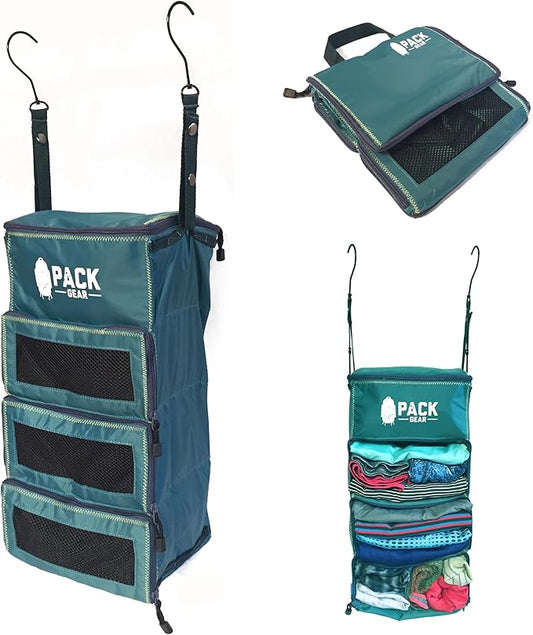 Pack Gear Hanging Carry-On Organizer - Our Standard Hanging Luggage Organizer Fits Any Carry On - Our Packing Cubes For Travel Use Mesh Windows to Make Finding Clothes Easy (Green, S)