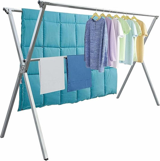 AUGMIRR Clothes Drying Racks Outdoor, 82 Inches Updated Version,Stainless Steel Laundry Drying Rack for Indoor Outdoor and The Balcony,Length Adjustable Saves Space,with Windproof Hooks(004)