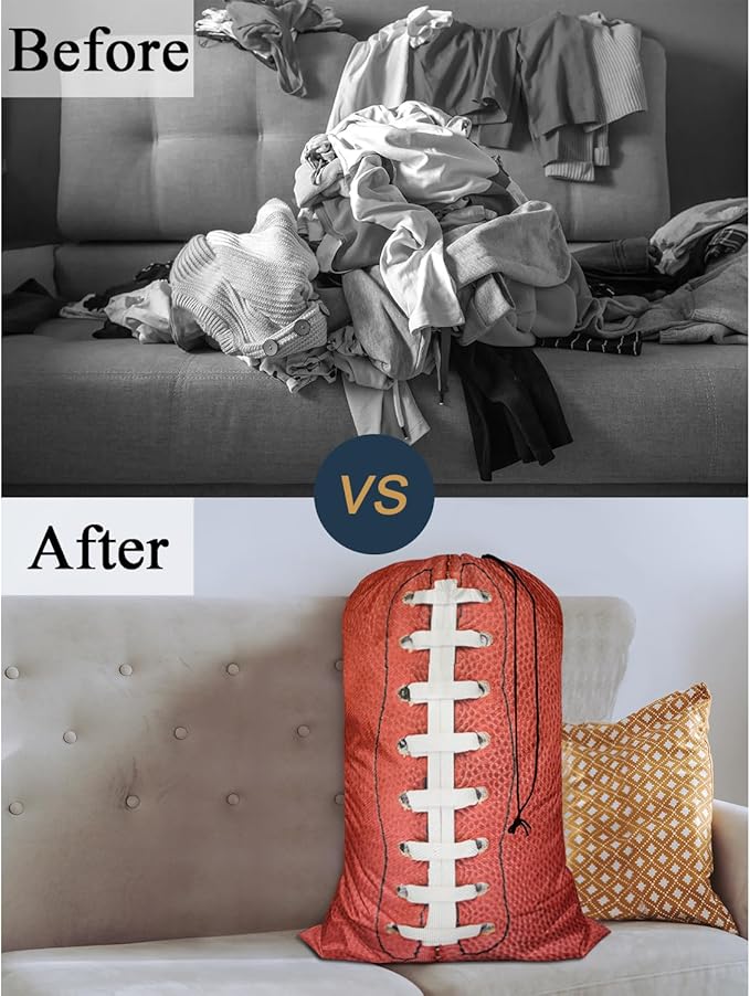 Swono Football Laces Laundry Basket Clothes Hamper Bag Close Up Of American Soccer Collapsible Dirty Clothes Storage Laundry Organizer