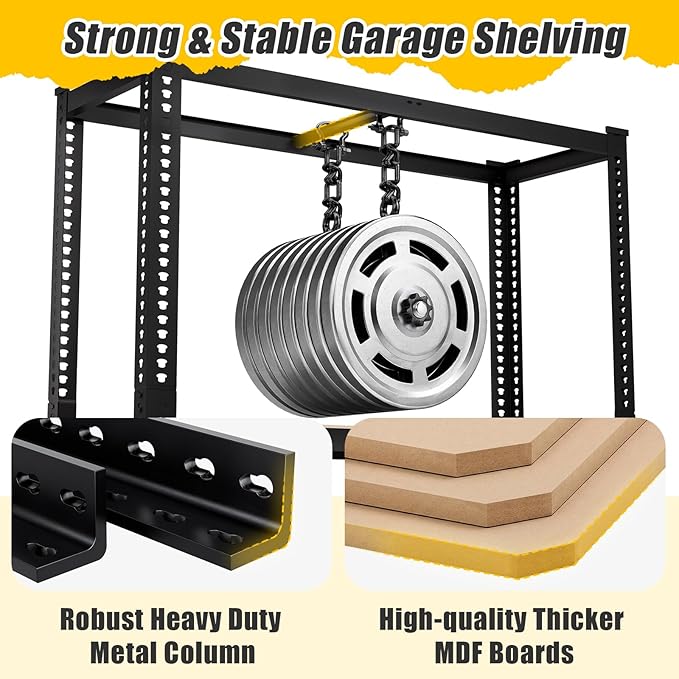 71"H x 35.5"W x 16"D 5-Tier Metal Storage Shelves: Heavy Duty Garage Shelving Adjustable Shelves for Storage - Black Utility Rack Shelf for Pantry, Warehouse, Closet, Office, Kitchen