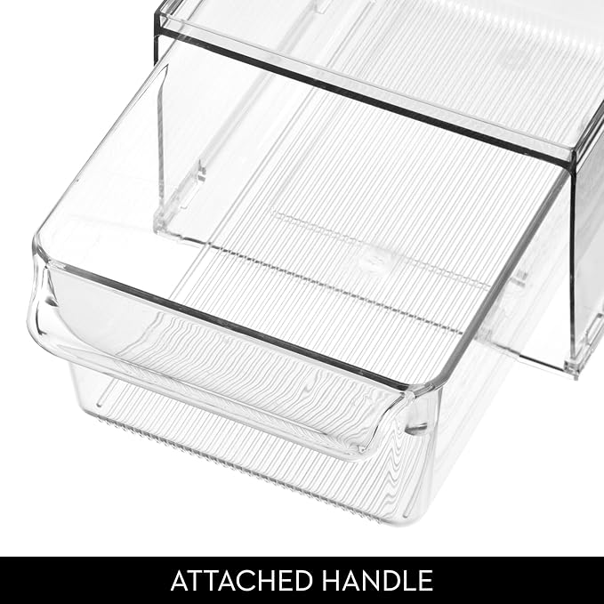 iDesign Stackable Kitchen Storage Drawer for Fridge, Pantry, Under-Sink, or Cabinet - Set of 4 - Clear
