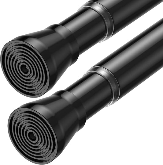 MEXAU 2pcs Shower Curtain Rod 44-77 inch Black Tension Rod Shower rod Non Slip Tension Curtain Rod Adjustable Curtain Rods No Drilling Shower Rods for Bathroom Windows Closet