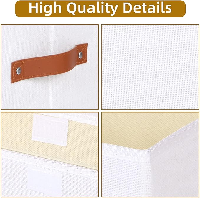 Storage Box with Handles, Decorative Linen Closet Organizer, Storage Bin for Shelves with Lid, 17.7 x 11.8 x 11.8 Inch, White, 1-Pack