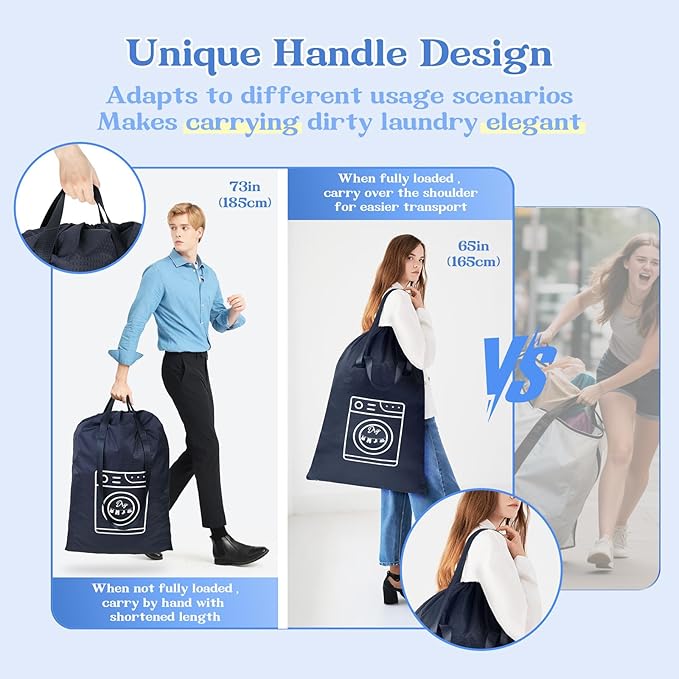 MissBoy 120L Heavy Duty Nylon Laundry Bag with Shoulder Handles, Tear-Resistant & Splash-Proof Dirty Clothes Storage Pouch for College Dorms, Laundromat & Beach Travel, Foldable & Washable