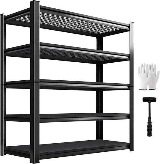 1500lbs Heavy Duty Garage Shelving, 5-Tier Adjustable Storage Shelves, 72" H x 46" W x 19.6" D, Utility Wire Shelving for Warehouse, Basement, Garage