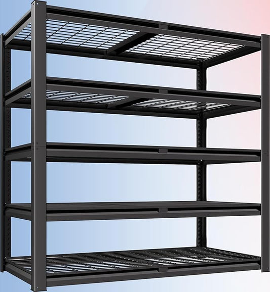 PrimeZone 72" H Heavy Duty Garage Shelving 2500 LBS 5 Tier Heavy Duty Storage Shelves Adjustable Industrial Metal Wire Shelf Unit for Garage,Basement,Pantry,Warehouse,Commercial,48" W X 24" D X 72" H