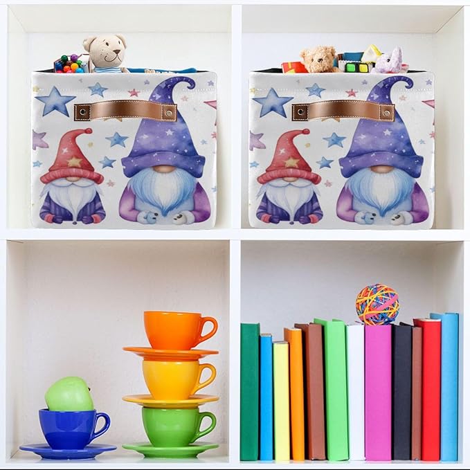 xigua Christmas Decoration Storage Basket Santa Collapsible Storage Bins Waterproof Canvas Storage Basket with Leather Handles for Home Closets Offices,Bedrooms,Gift Baskets,1PCS
