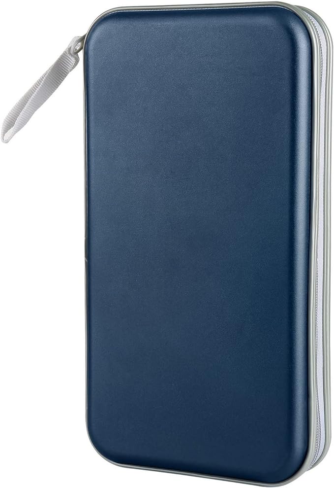 Siveit CD Case, DVD Case Holder 96 Capacity Hard Plastic CD DVD Disc Cases Storage Binder Wallet for Car Home Office Travel (Dark Blue)