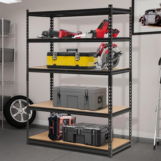 GarveeTech 5-Tier Heavy Duty Garage Shelving Units, 60x24x72 Inch Adjustable Storage Shelves,Loads 2000 LBS,Adjustable Garage Storage Shelving, Metal Storage Utility Rack Shelf Unit