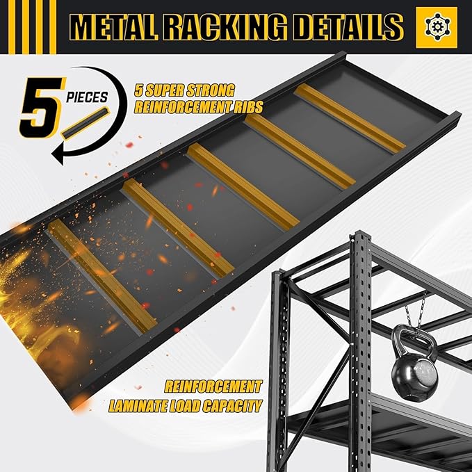 PRESTELION 67" W Heavy Duty Storage Shelves 5100LBS Garage Shelving, Adjustable 3 Tier Metal Shelves, Garage Storage Shelving and Pantry Industrial Shelf Utility Rack, 67" W × 20" D × 63" H