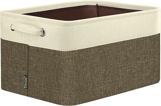 BALEINE 1 Pack Fabric Closet Storage Bins for Shelves, Linen Closet Organizers and Storage, Decorative Baskets for Organizing, Shelf, Clothes, Home, Office (Brown, 15''x11''x9.5'')