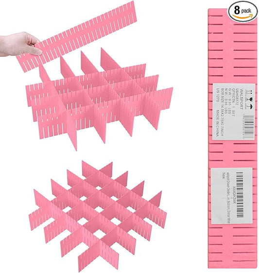 ALBAD Plastic Drawer Dividers Adjustable Drawer Organizer Dividers Separator for Tidying Clutter/Cutlery/Underwear/Socks/Clothes/Dresses/Boxes/Bins in Kitchen Bathroom Bedroom Office (8)