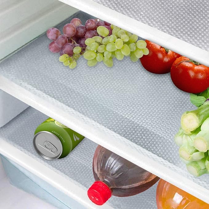 8 Pcs Refrigerator Liners Mats Washable, Refrigerator Mats Liner Waterproof Oilproof, Shinywear Fridge Liners for Shelves, Cover Pads for Freezer Glass Shelf Cupboard Cabinet Drawer (8 Clear)