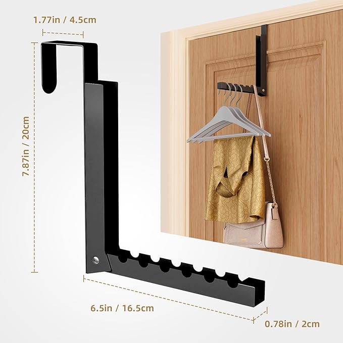 ZMBESUP Over The Door Hanger Folding Clothes Drying Rack, Folding Hanging Coat Rack for Indoor Laundry Room Compact Small Space Foldable Portable Clothing Hanger Hook Collapsible- 4 Pack （Black）
