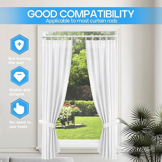 Tension Curtain Rod White Tension Rod 28 To 48 Inch Spring Curtain Rod Non Slip Tension Rods 4PCS For Windows No Drilling Adjustable Tension Rods of Curtain Window Closet Kitchen Wardrobe