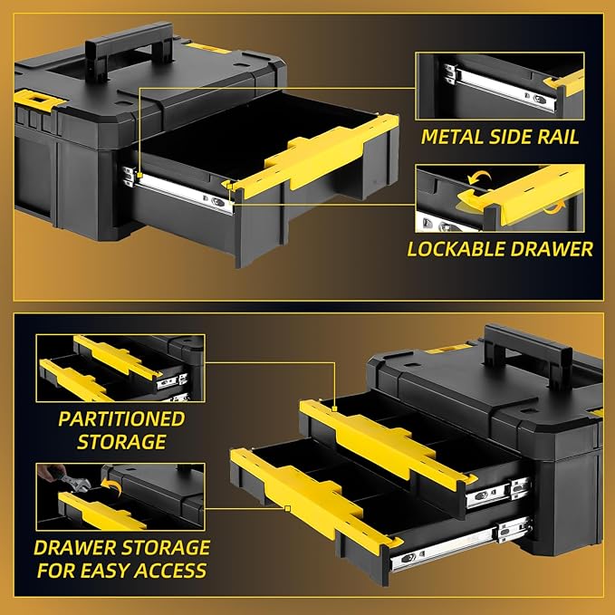 TLGREEN Stackable Rolling Tool Box with Wheels – 5-in-1 Modular Tool Organizer System, Portable Tool Box with Drawers for Garage Storage, Home Repairs & Professional Workshop
