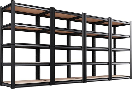 AOAORRG Set of 4 Garage Shelving Heavy Duty Storage Shelves, Metal Adjustable Shelving Unit, Utility Garage Organizer Shelf for Basement, Pantry, Kitchen, Warehouse, 31.5"W x 13.8"D x 71.2"H, Black