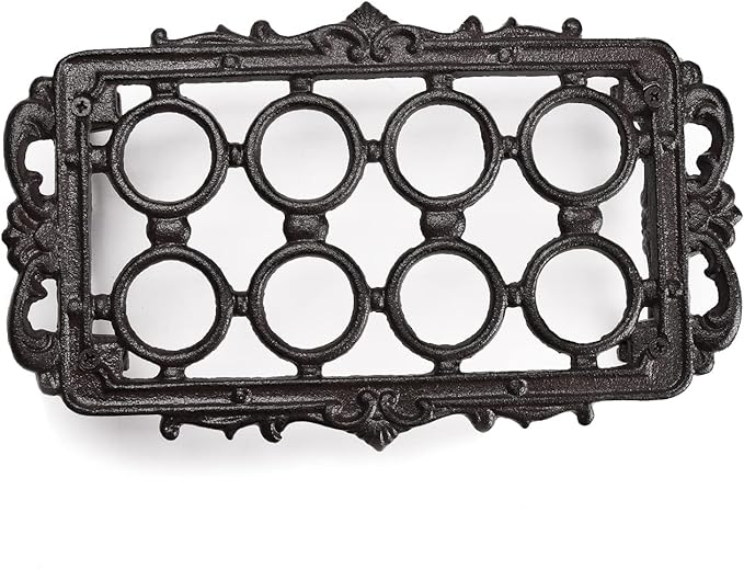 BRASSTAR Cast Iron Vintage Egg Rack Retro Desktop Design Egg Stroage for Kitchen Countertop Farmhouse Decor 7.1inches (H) Hold up to 8Eggs TQGJPT151