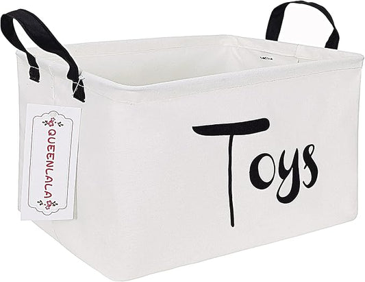 QUEENLALA Rectangular Laundry Hamper/Foldable Nursery Laundry Basket for Organizing/Storage Bin Baskets/Children Toy Office Bedroom/Toy Bin Closet Shelf Baskets（Rec-toys）