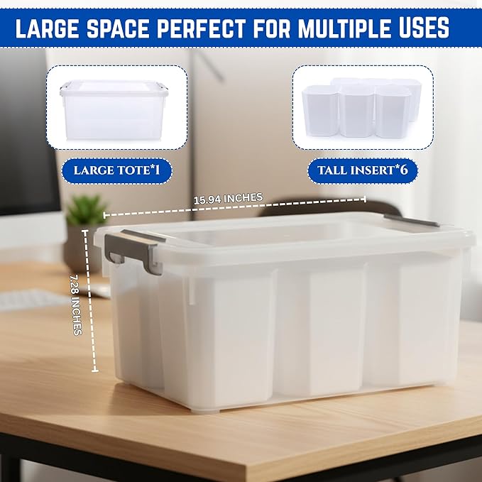 Trivon 17 QT Plastic Storage Bins Clear Storage Box with Lids Multipurpose Stackable Storage Containers for Organizing Tool, Craft, Crayon Clear Storage Bins with Lids