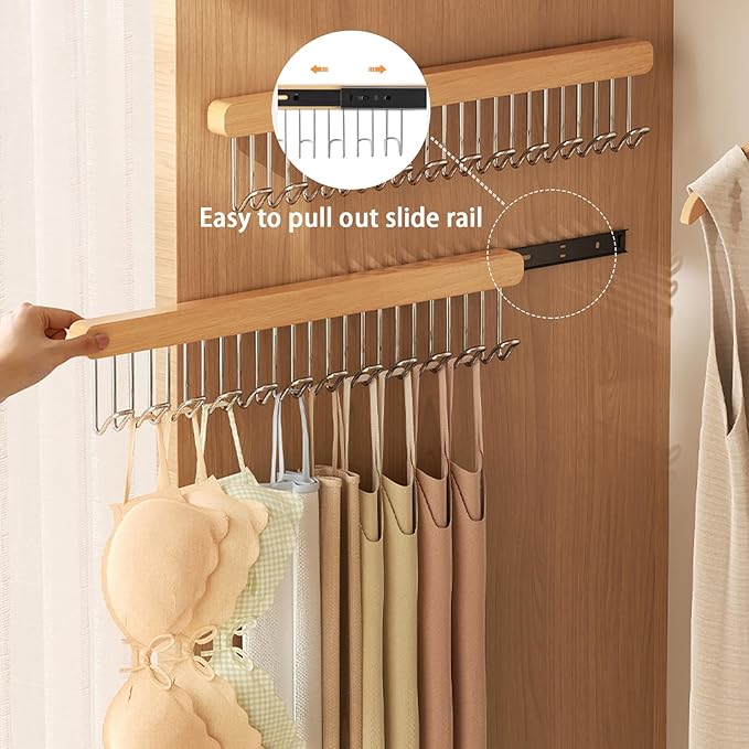 2 pack 12 inch valet rods for closets, extendable and pull-out wardrobe pole for belt hangers,tie hangers,bra organizer, extender hanging rod with metal hooks, closet valet rod slide out