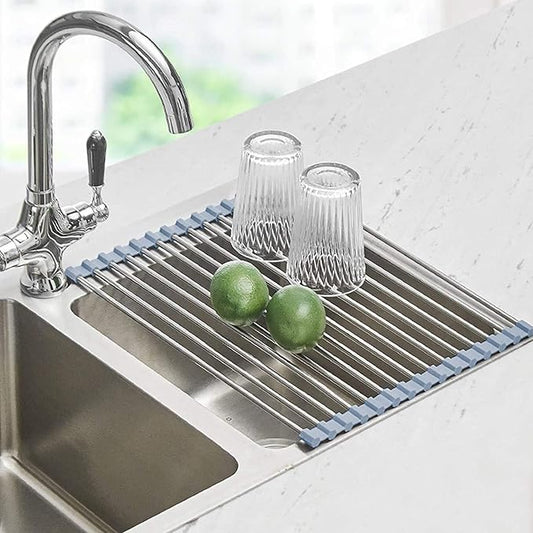 Seropy Extra Large 20.5"x13.7" Roll Up Dish Drying Rack Over The Sink Dish Drainer for Kitchen Counter, Sink Drying Rack Drying Mat Folding Rack Kitchen Sink Organizer Home Essentials