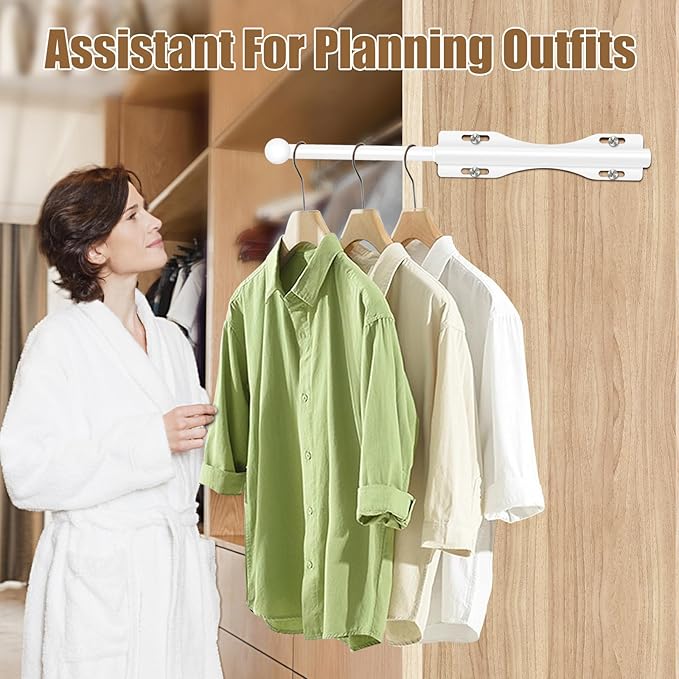 12" Valet Rod For Closet Pull Out Slide Out Adjustable Heavy Duty Valet Rod For Closet, Laundry Room, Bedroom, Bathroom(White 2PACK)