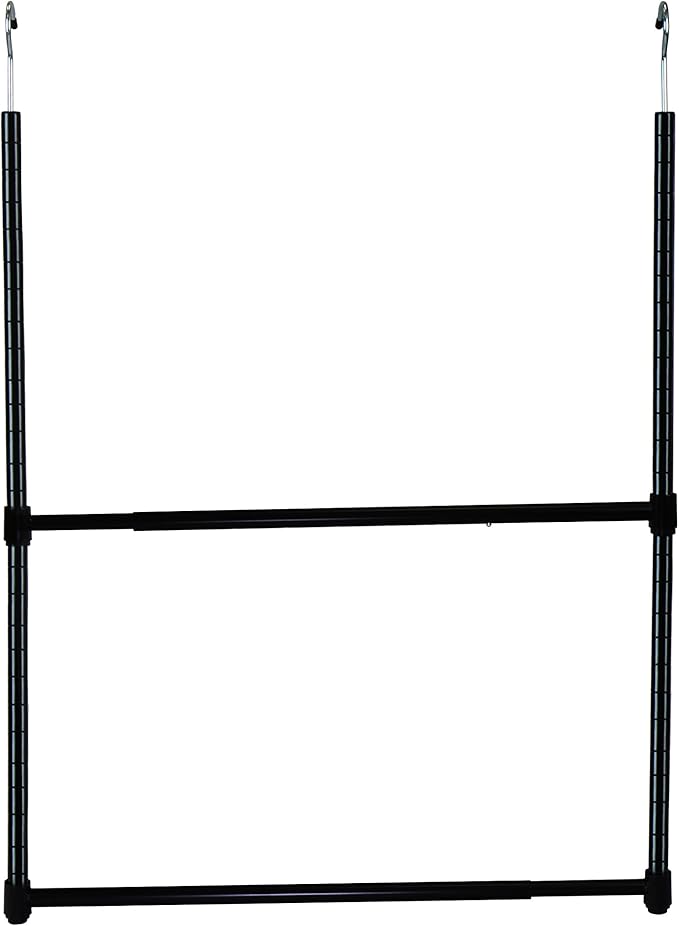 Oceanstar 2-Tier Portable Adjustable Closet Hanger Rod, Black (ACR1545B)