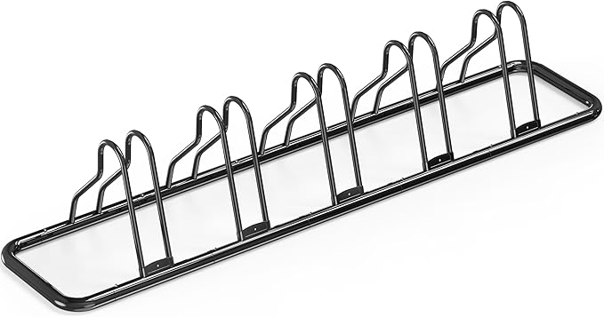 Simple Houseware 5-Bike Floor Storage Rack - Adjustable Bicycle Parking Stand & Garage Organizer for Road and Kids Bikes, Black