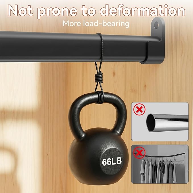 Oval Closet Rod 18-40 Inch Adjustable Closet Rods for Hanging Clothes Heavy Duty Black Poles Bar with End Supports Rust Proof Wardrobe Rod for Laundry Room RV