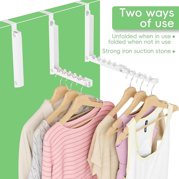 Over Door Hanger,Over the Door Clothes Hanger Space-Saving Over the Door Drying Rack,Door Hooks for Hanging,Back of Door Hooks,Larger Capacity Over the Door Hanger (1, White)
