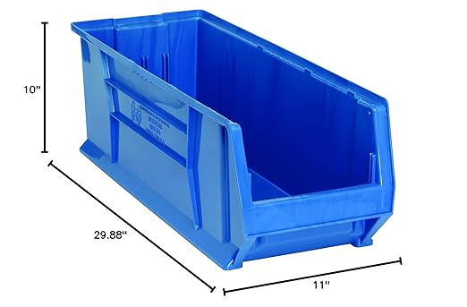 QUANTUM STORAGE SYSTEMS K-QUS973BL-1 Plastic Storage Stacking Hulk Container, 29-7/8 inch x 11 inch x 10 inch, Blue