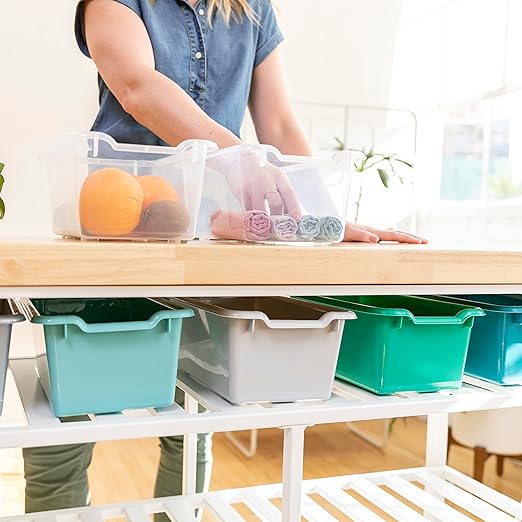 ECR4Kids Scoop Front Storage Bin, Multipurpose Organization, Contemporary, 15-Piece