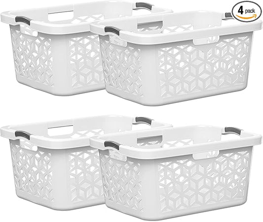 EconoHome Laundry Basket - Large 2 Bushel Laundry Basket with Handles - Stackable Plastic Hamper for Dirty Clothes - Storage Bin & Organizer for Bathroom, Bedroom - White, 70.5L Capacity – Heavy Duty