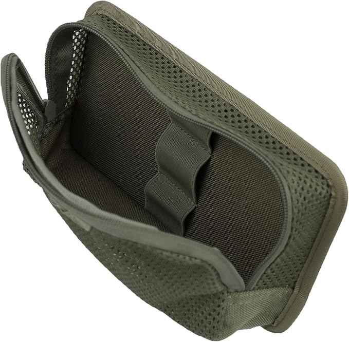 LIVANS Tactical Mesh Zipper Pouch, Modular Insert Panel Organizer EDC Utility Storage Pocket with Hook-N-Loop Fasteners for Backpack Bag Accessories