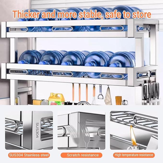 Over The Sink Dish Drying Rack 2 Tier 304 Stainless Steel Multiple Kitchen Dishware Storage Counter Organization Space-Saving with Suction Cup for Plates Bowl(86cm/33.9in)
