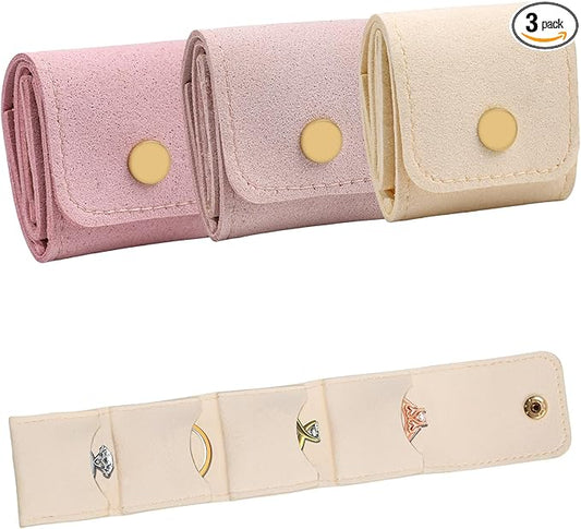 3 Pack Mini Jewelry Organizer, Travel Jewelry Case, Foldable Multifunctional Travel Jewelrys Pouch for Earrings, Necklaces, Rings, Chain Bracelets, Brooches