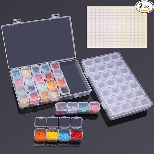 ARTDOT 56 Girds Storage Containers for Diamond Art Kits for Adults, 2 Pack Portable Bead Storage Container for Diamond Painting Accessories and Tools