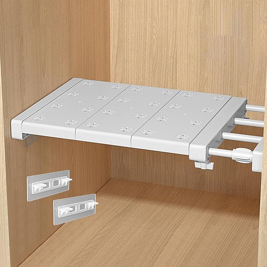Closet Tension Shelf Rod Expandable Shelf, Adjustable Metal Storage Rack, DIY Organizer Divider Separator for Cabinet Wardrobe Cupboard Kitchen Bathroom (Size:38-60cm)