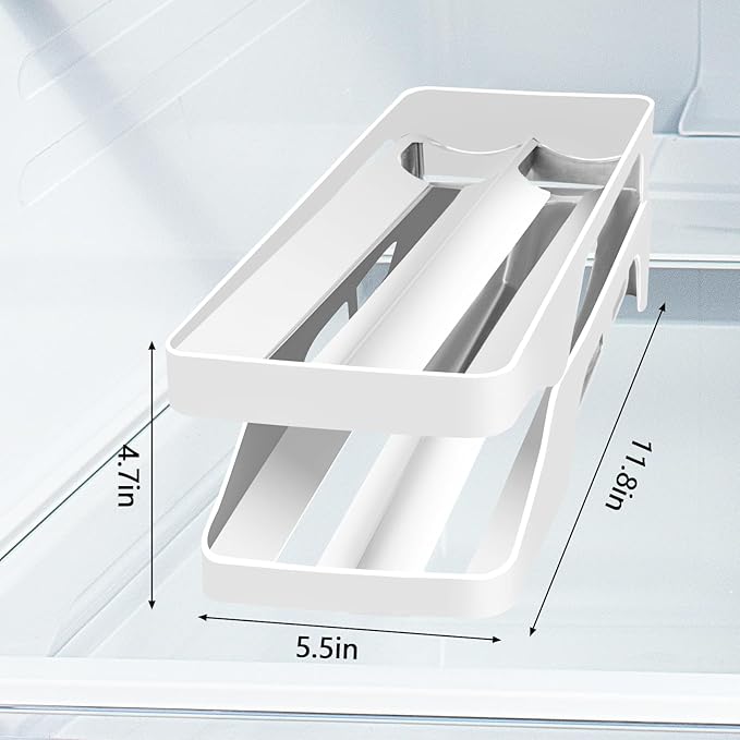 Egg Holder for Fridge Automatic Rolling Egg Dispenser for Refrigerator Kitchen Countertop - Space-saving Egg Roller/Organizer/Storage/Container/Tray for Fridge Double Track