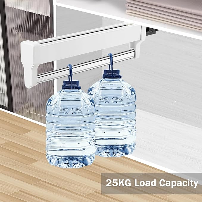 Pull Out Closet Valet Rod, Adjustable Sliding Heavy Duty Steel Top Mounted Clothes Storage Hanger Rail for Closet Wardrobe (497mm/19.6inch)