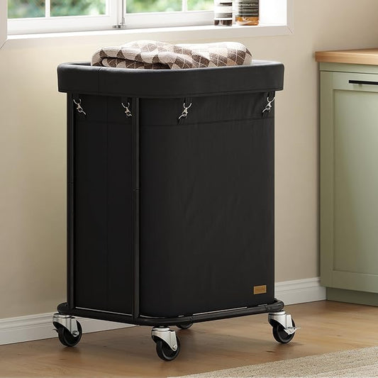 Nunsino Laundry Basket with Wheels 150L/40Gal, Rolling Laundry Hamper with Steel Fram and Removable Washing Bag,Laundry Sorter Cart for Laundry Room,Hotel,Dorm,Black