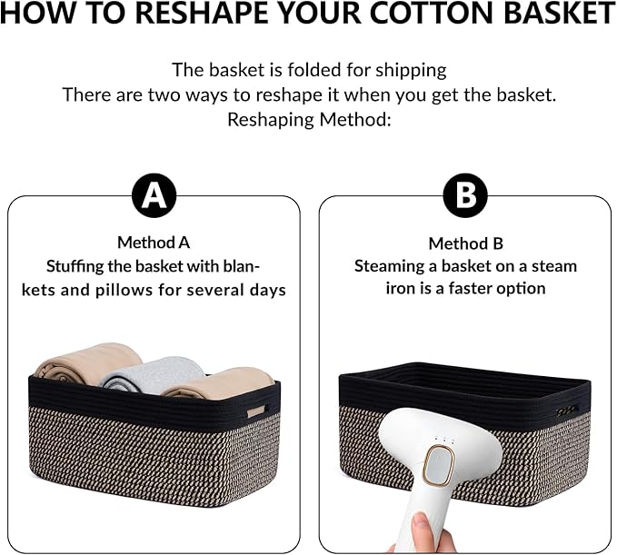 MiniArk Large Storage Baskets for Shelves, Closet Organizers Bins for Clothes Blanket Towels, Baby Nursery, Toy Baskets Box, Woven Rope Baskets, 17 x 13 x 7.5”, 3 Packs Woven Brown