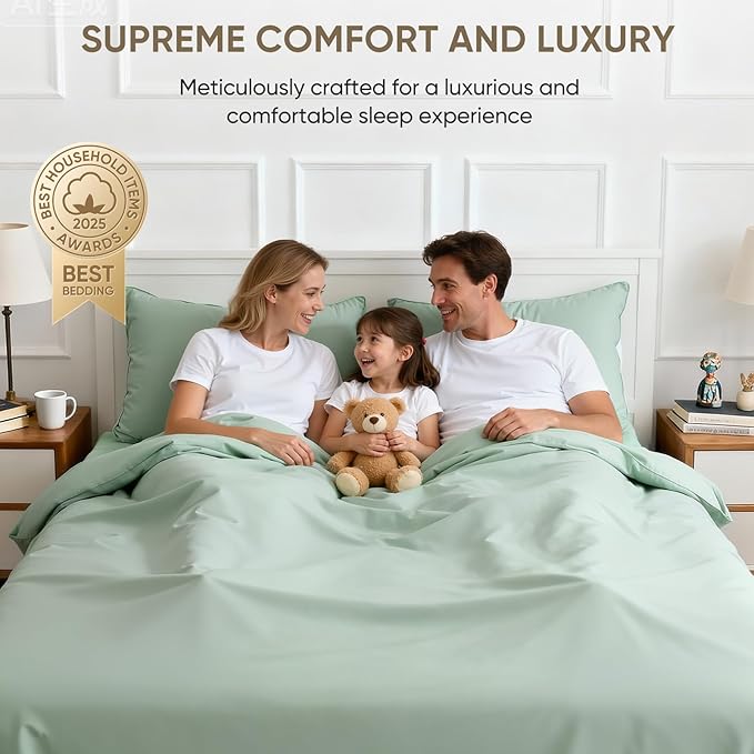 TWK 1200 Thread Count 100% Egyptian Cotton Sheets Bed Set,Thickness,Long-Lasting Durability,Resists Pilling,Deep Pocket Up to 18",with a Laundry Bag (Mineral, King)