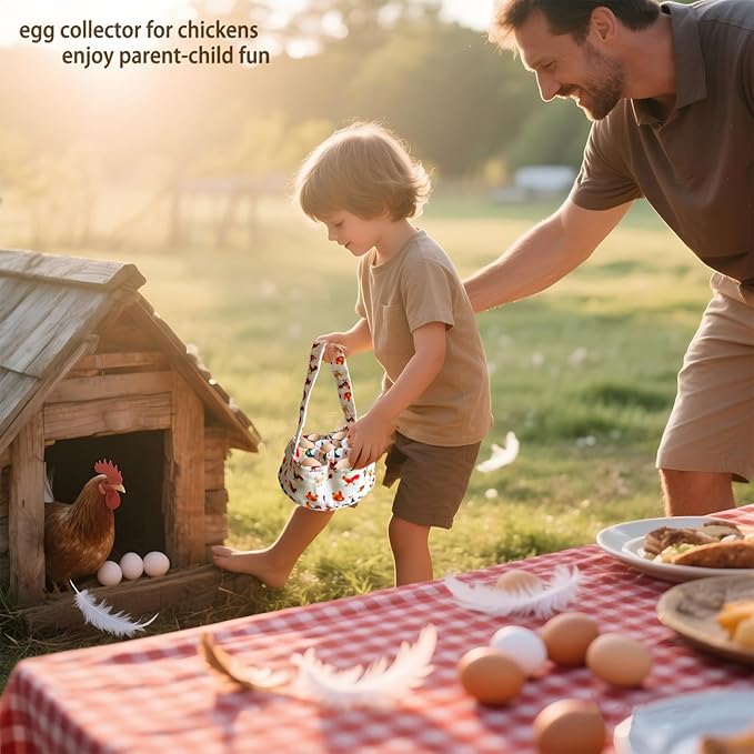 UKJENT Egg Collecting Basket 2 Pack, 7 Pouches Chicken Egg Gathering Basket, Machine Washable, Hold Different Size Eggs Collection Carrier Bag, Duck Goose Quail Fresh Eggs Collector, Farm & Home Use