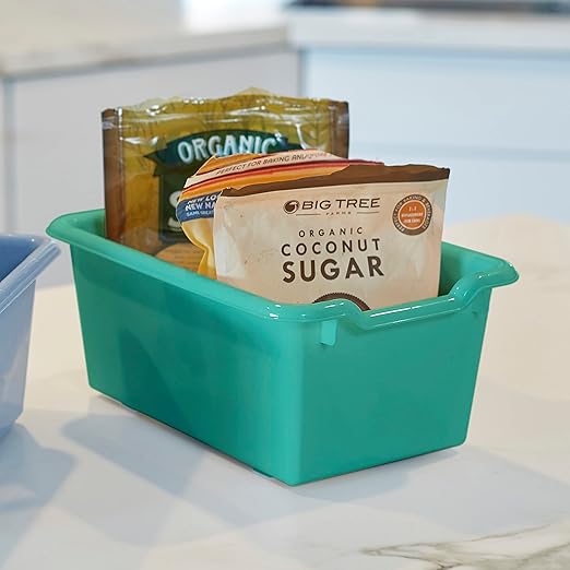 ECR4Kids Scoop Front Storage Bin, Multipurpose Organization, Emerald, 5-Piece