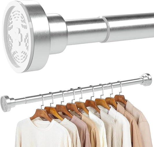 No Drilling Closet Rod, 27.5-63 Inches Hanging Closet Rod for Clothes, Closet Bar & Pole Heavy-duty, Closet Rods for Hanging Clothes For Closet Wardrobes Bathroom Laundry RV Curtains,Nickel