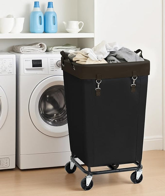 160L Rolling Laundry Basket With Wheels, Large 1-Section Laundry Hamper With Wheels and Removable Bag, Wheeled Dirty Clothes Laundry Basket Organizer For Dorm, Bathroom, Laundry, BK